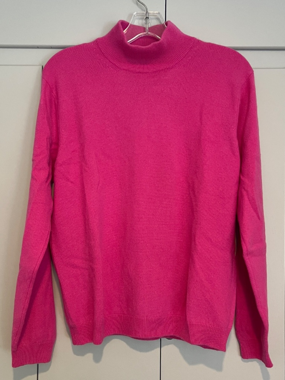TALBOTS Hot Pink 100% Cashmere Mock Neck Sweater M
